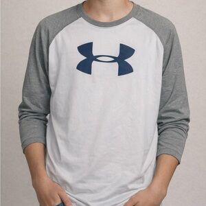 Under Armour White and Gray HeatGear Shirt